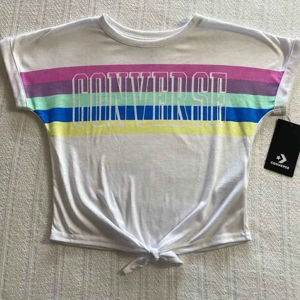 CONVERSE GIRL'S Striped Front Tie Top